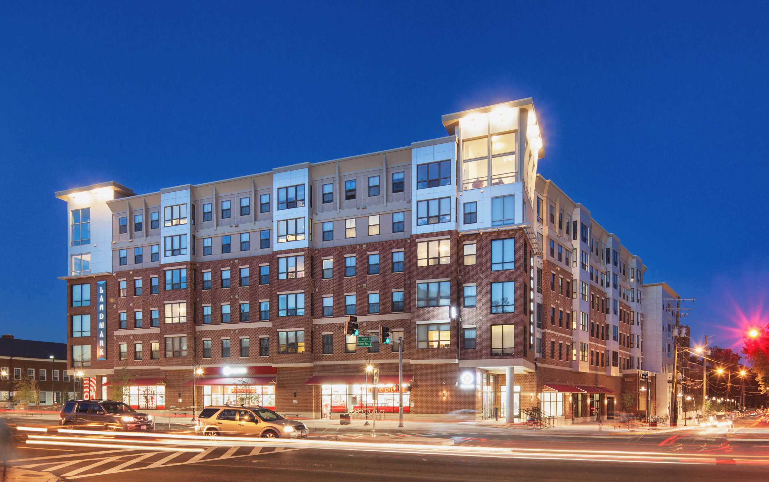 Welcome to Landmark College Park, a mid-rise apartment located on Baltimore Avenue, just across the street from UMD South Campus.