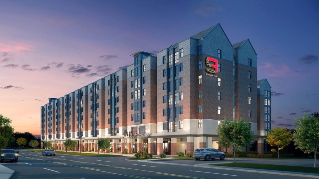 Exterior image of The Nine College Park.